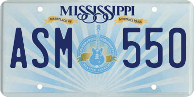 MS license plate ASM550