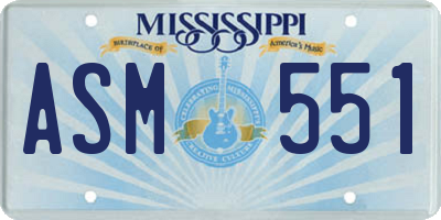 MS license plate ASM551