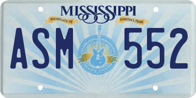MS license plate ASM552