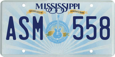 MS license plate ASM558