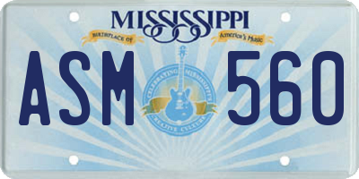 MS license plate ASM560