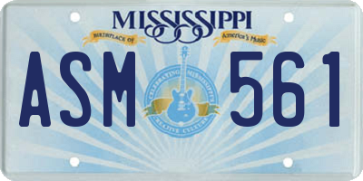 MS license plate ASM561