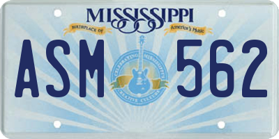 MS license plate ASM562