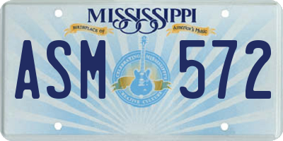 MS license plate ASM572