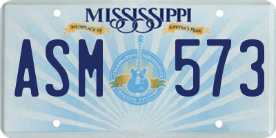 MS license plate ASM573