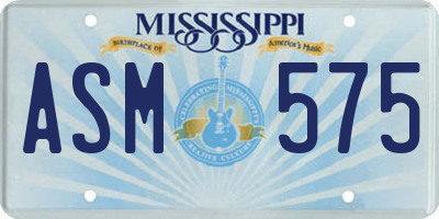 MS license plate ASM575