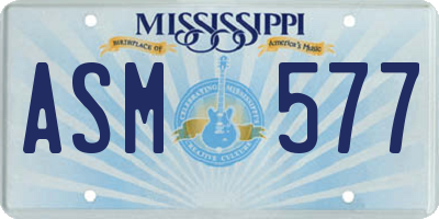 MS license plate ASM577