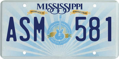 MS license plate ASM581