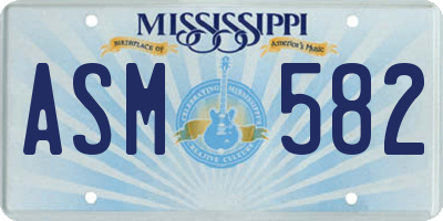 MS license plate ASM582