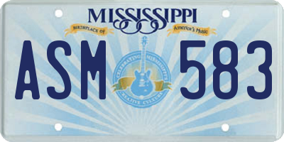 MS license plate ASM583