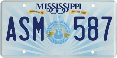MS license plate ASM587