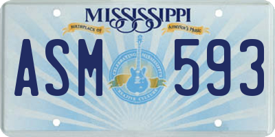 MS license plate ASM593