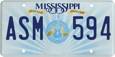 MS license plate ASM594