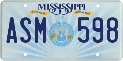 MS license plate ASM598