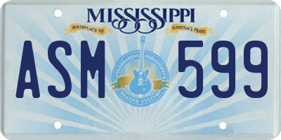 MS license plate ASM599