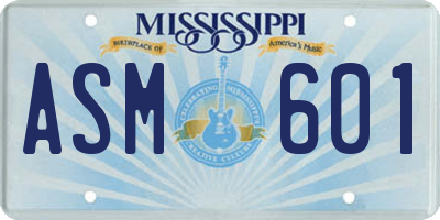 MS license plate ASM601