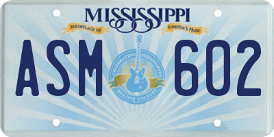 MS license plate ASM602
