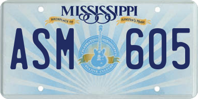 MS license plate ASM605