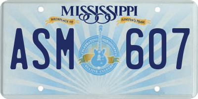 MS license plate ASM607