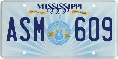 MS license plate ASM609
