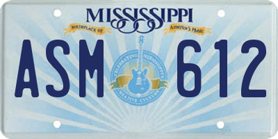 MS license plate ASM612