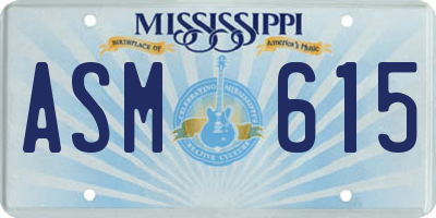 MS license plate ASM615