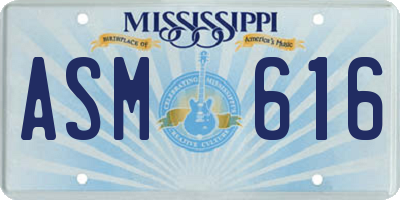 MS license plate ASM616