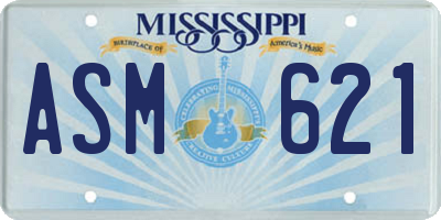 MS license plate ASM621