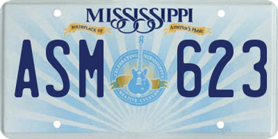 MS license plate ASM623