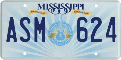 MS license plate ASM624
