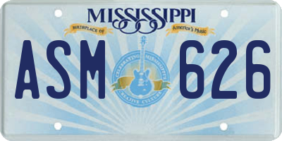MS license plate ASM626