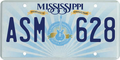 MS license plate ASM628