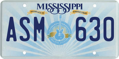 MS license plate ASM630