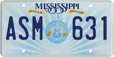 MS license plate ASM631