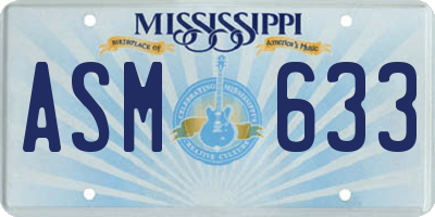 MS license plate ASM633