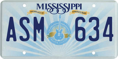 MS license plate ASM634