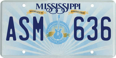 MS license plate ASM636