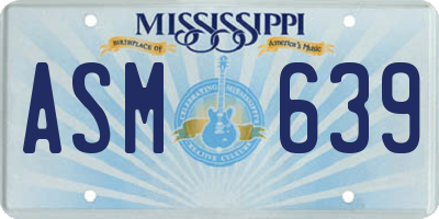 MS license plate ASM639