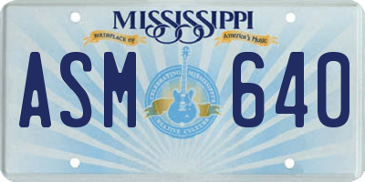 MS license plate ASM640