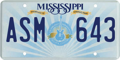 MS license plate ASM643