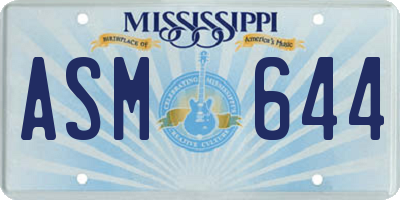 MS license plate ASM644