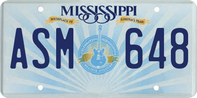 MS license plate ASM648
