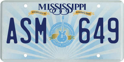 MS license plate ASM649