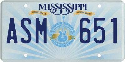 MS license plate ASM651