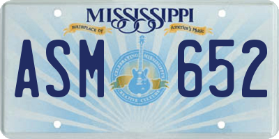 MS license plate ASM652