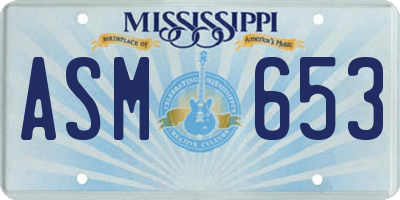MS license plate ASM653