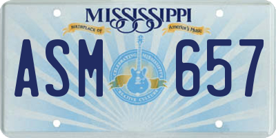 MS license plate ASM657