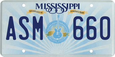 MS license plate ASM660