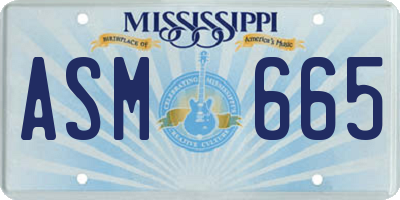 MS license plate ASM665