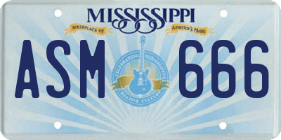 MS license plate ASM666
